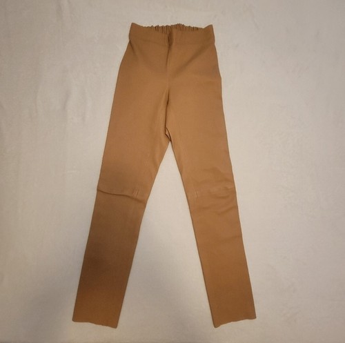 Leggings de cuero elásticos JOSEPH cálidos topo camel tostado piel de cordero usados en excelente estado 38 / EE. UU. 6 medianos - Imagen 2 de 15