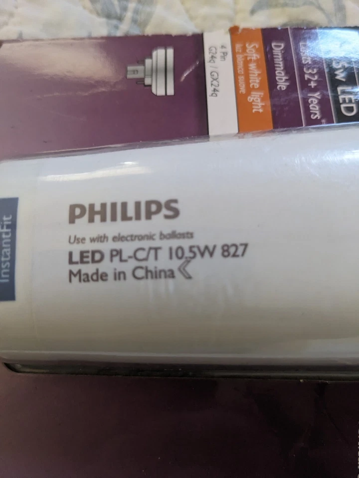 Philips PL-C / PL-T 26w 10.5w LED Soft White Dimmable 4Pin Light Bulb 9290013884 - Image 2 of 4