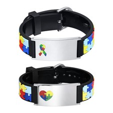 Kids Personalized Medical ID Bracelet Autism Soft Silicone Bands Wristband