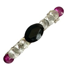Vintage Purple Clear Acrylic Lucite Hair Barrette 90s Silver Tone Acrylic 3.25"