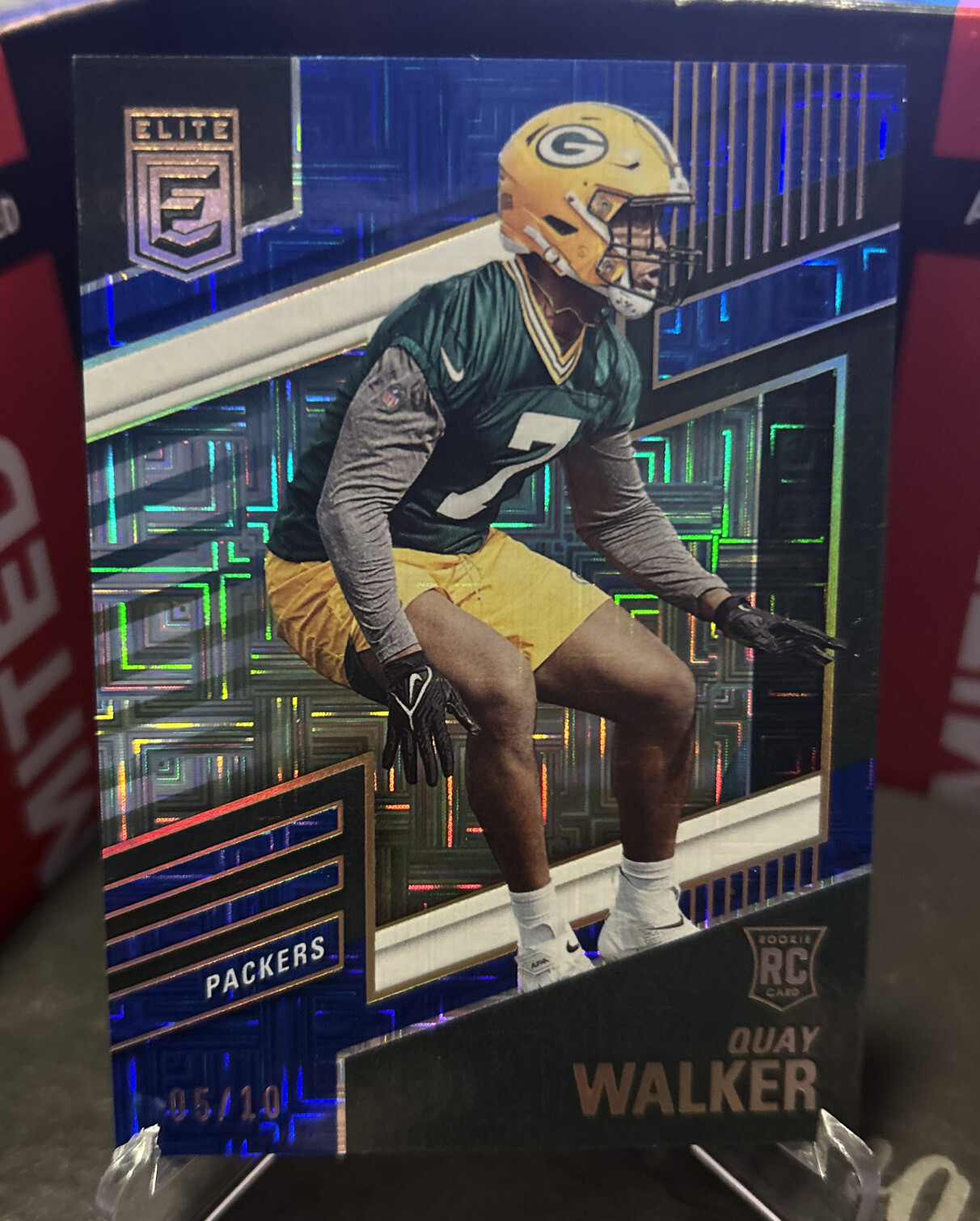 2022 Donruss Elite Football #186 Quay Walker Rookie Blue Mojo Square /10 Packers