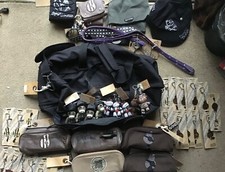 DARK DUDES ( HMV ) NEW huge job lot of caps /wallets / key rings & purses + more