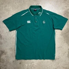 Vintage Canterbury Ireland IRFU Rugby Polo Shirt Green Short Sleeve Mens XL O2