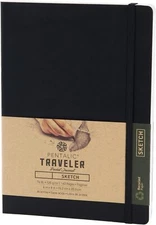 Pentalic 6" x 8" Pocket Sketchbook Traveler Journal, 160 Pages, Black
