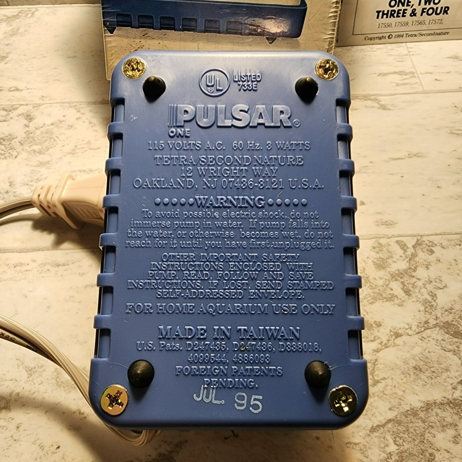 Whisper Pulsar Air Pump10 Gallon Quiet Oxygen for Aquarium Fish Tank