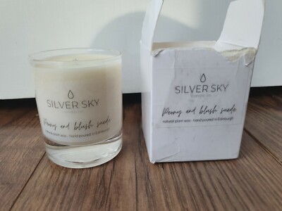 Silver Sky Peony And Blush Suede Candle