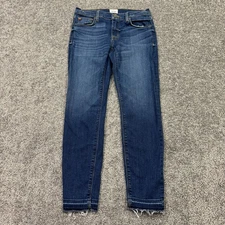 Hudson Jeans Womens 27 Blue Cropped Fray Stretch Preppy City Casual Logo Pockets
