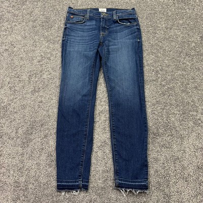 Hudson Jeans Womens 27 Blue Cropped Fray Stretch Preppy City Casual Logo Pockets