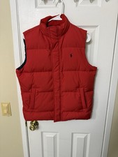 Polo Ralph Lauren Puffer Vest Sz L Red Down Fill Preppy Winter Fall Jacket Boys