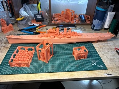 3D Printed 1/350 Model Kit  U.S. Navy Worcester-class Cruiser Unpainted