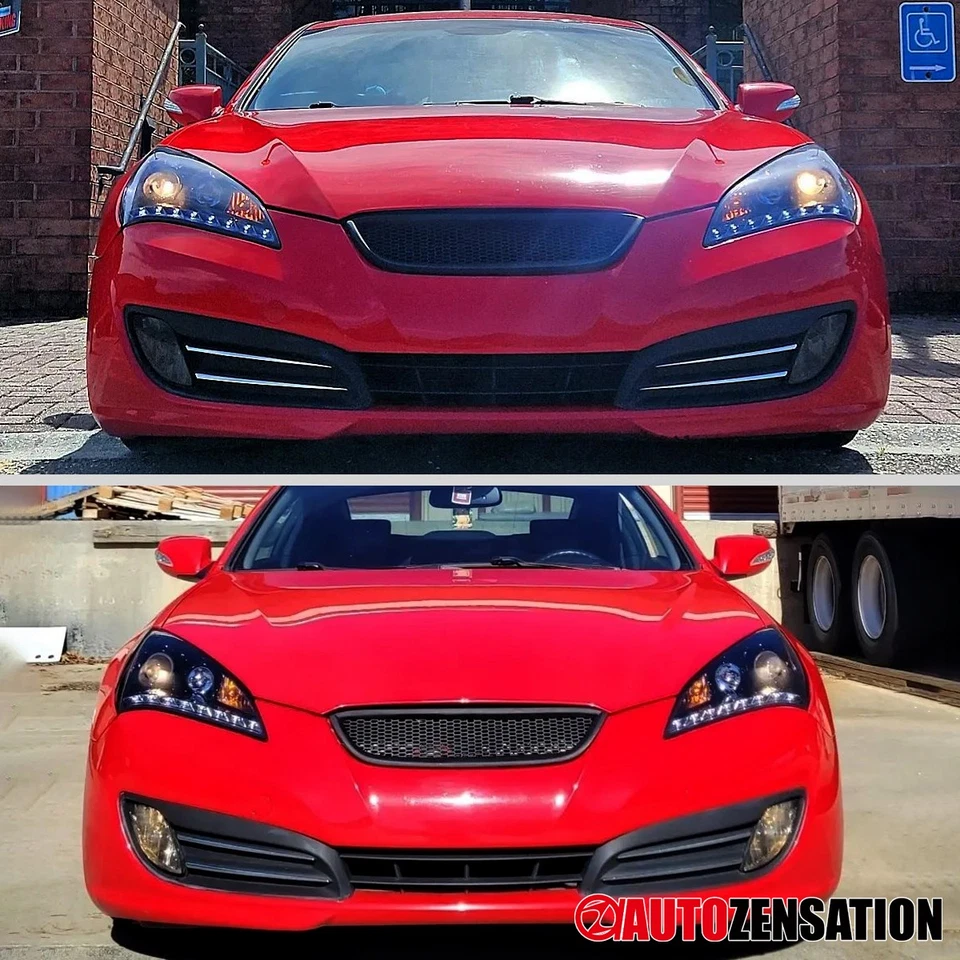 Fit 2010-2012 Hyundai Genesis Coupe Black Smoke LED Strip Projector Headlights Foto 2 de 4