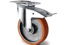 TECWERK Schwerlastlenkrolle Rad-Ø 160 mm Tragfähigkeit 800 kg Totalfesteller ...