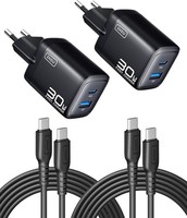 Iniu LadegeräT 30W USB C 2 Pack, USB-C Und USB-A Netzteil Mehrfach, USB-C Kabel