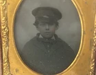 Civil War Era Tintype Of Young Union Cadet With Kepi Cap On. Cheeks Tinted Red.
