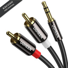 UGREEN 3.5mm to RCA Cable, 6.6FT Male Aux Audio Adapter 6.6FT, Black