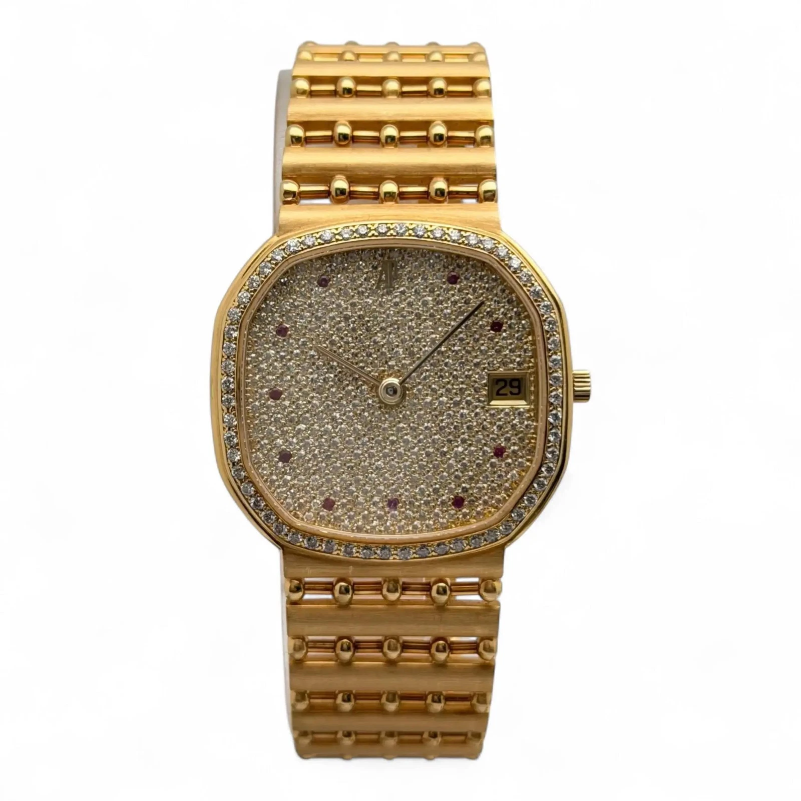 Audemars Piguet — Audemars Piguet Cobra 33mm 18k Yellow Gold Diamond Ruby Pave Dial Watch