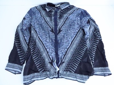 Versace Collection City Mens Silk Baroque Boho Blouse Black IT 44 Long Sleeve
