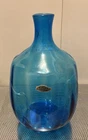 Blenko Glass Vase Decanter Turquoise Blue Hand Blown MINT CONDITION