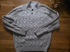 Weatherproof Vintage Men's Cable-Knit Fisherman Light Brown Collar Sweater , XL
