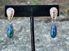 Sajen Sterling Silver Articulated Denim Lapis Basket Weave Leaf Pendant Earrings — photo 6