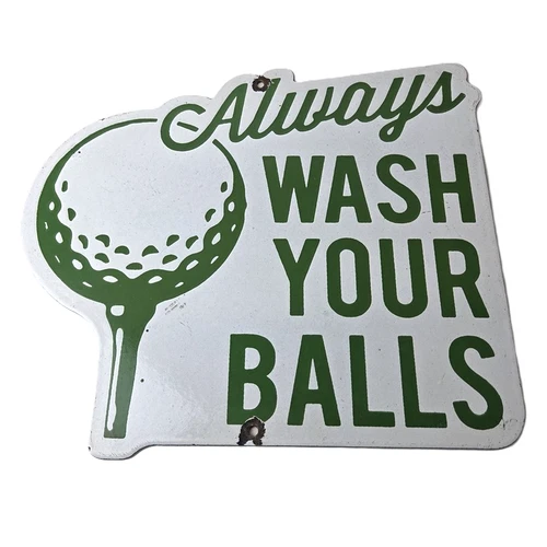 Vintage Golf Sign - Wash Balls Golfing Dealer Porcelain Gas Pump Sign