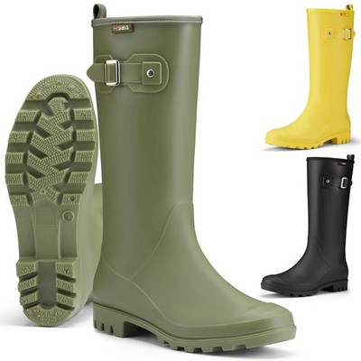 HISEA Women Knee High Rain Boots Slim Calf Wellington Boots Waterproof Work Boot