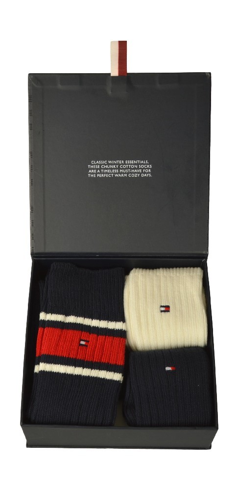 TOMMY HILFIGER men's socks, 3 pairs of assorted low cotton trunk socks, gift box