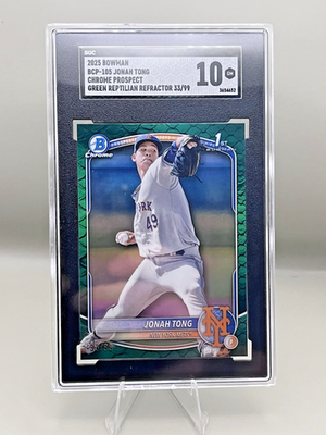 2025 Bowman - Chrome Prospects Jonah Tong #BCP-105 Green Reptilian