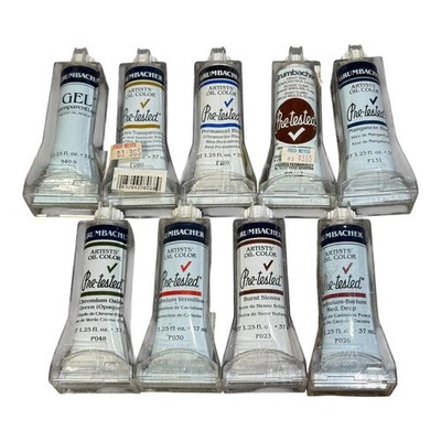 Grumbacher Pre tested Artists Oil Paint Set 37ml With Manganese Blue Sealed 9 Ct