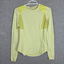 Lululemon Shirt Womens 4 Run Ice Queen Shirt Yellow Stripe Long Sleeve