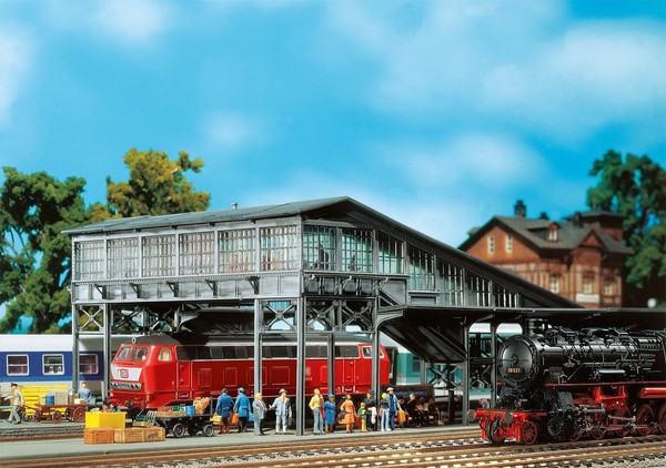 Faller H0 131378 Bausatz BahnsteigbrüCke FußGäNgerbrüCke üBerdacht 1:87-image