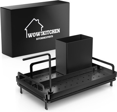 WOW!Kitchen  Spülbecken Organizer aus Edelstahl Schwarz, Küchenorganizer Spüle m