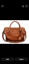 Diane von Furstenberg Brown Pebbled Satchel Zip Detachable Strap Dust Bag