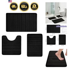 Bathroom Rugs Set Memory Foam Bath Rugs Non-Slip Bath Mat Set 3 Piece,Washabl...