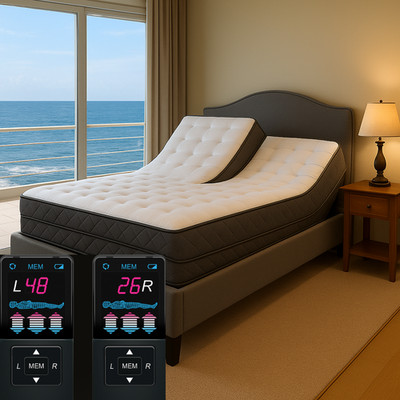 Split Flex Top 50 Number Sleep 13'' Adjustable Air mattress + Flippable Topper!