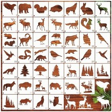 45pcs Forest Animals Stencils for Painting on Wood Wilderness Tree 45 wildlife