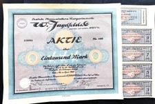 Niemieckie masło roślinne i magarinewerke W. Jagdfeld akcje 1000 marek, Kolonia 1922