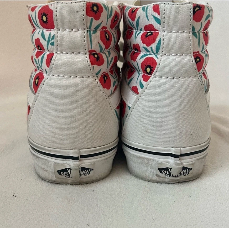 Женские кроссовки VANS Sk8-Hi с цветком мака 7,5 - Изображение 3 из 4
