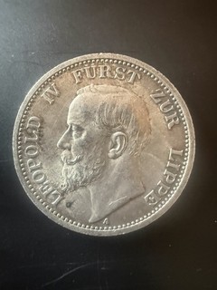 Münze 1906 Deutsches Reich 2 Mark Leopold IV. Fürst zur Lippe SELTEN