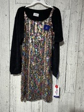 Limited Too Girls Sequin Dress with Fuzzy Sweater Size Small 7/8 NWT Multicolor