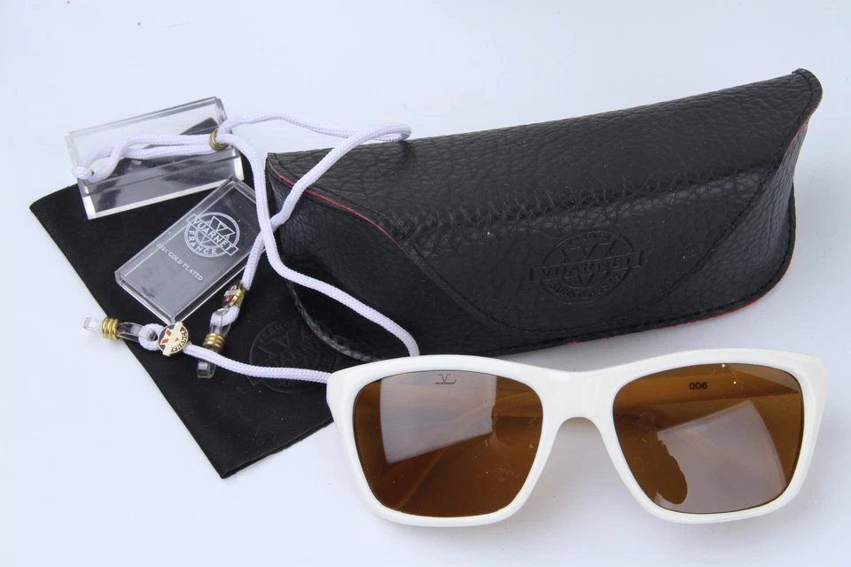 Óculos de sol 259$ novo vintage Vuarnet 006 branco PX2000 marrom lente de vidro mineral - Imagem 2 de 4