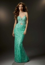 RRP £687.50, NEW MORI LEE Madeline Gardner Style 48049 Prom Aqua Dress, size 8