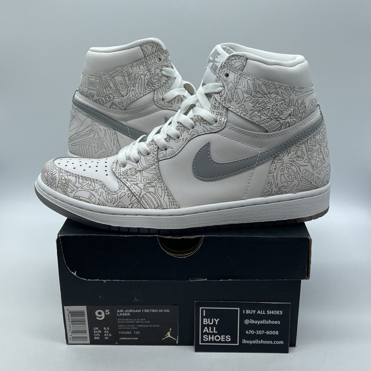 Size Air Jordan Retro OG High Laser White Grey Suede