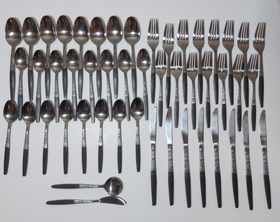 INTERPUR Stainless Steel Brown Handle Flatware Japan 49 Pieces