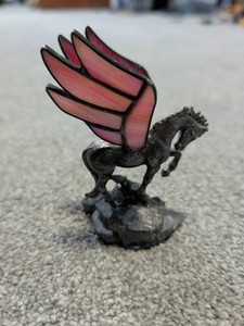 4.5-In Pewter Pegasus With Stained Glass Wings