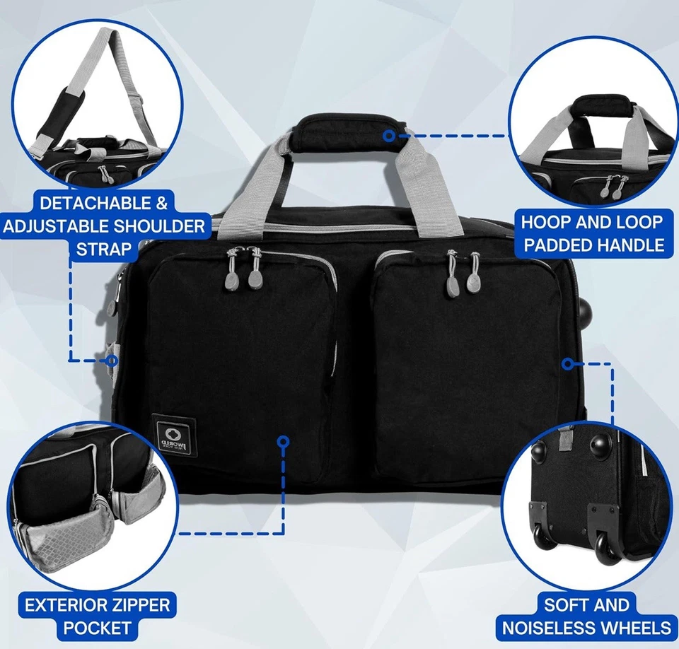 Bolso de Lona J World New York Duane con Ruedas Negro Viaje Llevar Nuevo con Etiquetas Foto 3 de 4