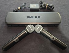 SHURE Wireless Microphone System - PG88 Receiver  2x PG58 Mics Tested Working 