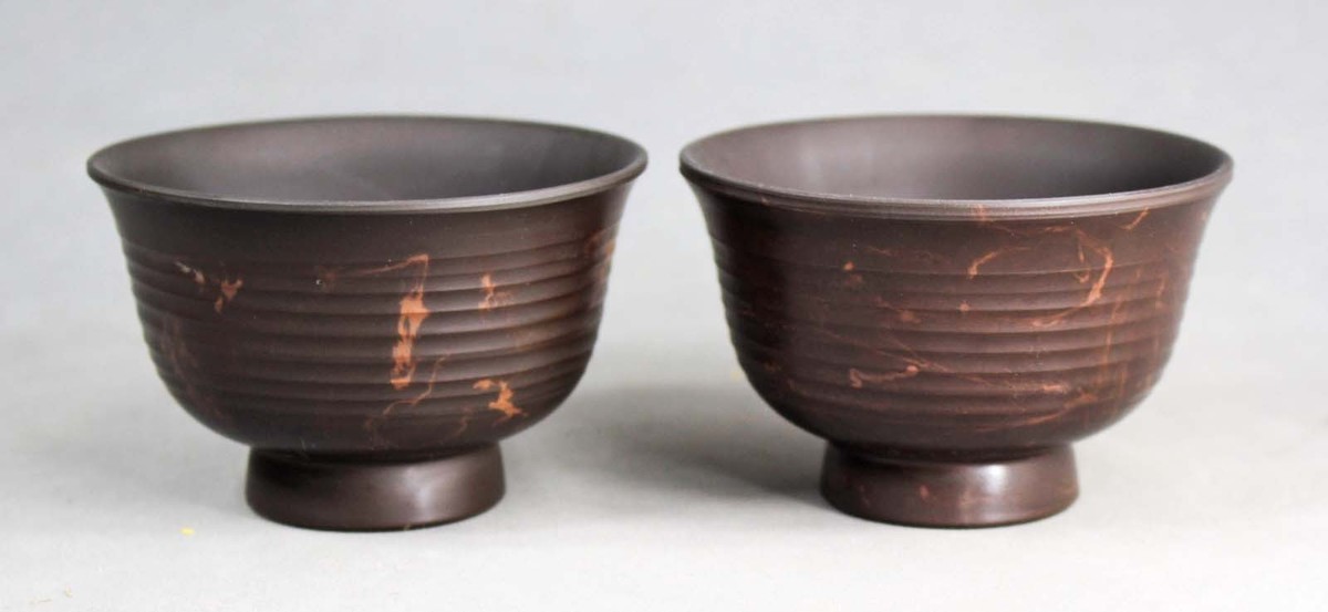 Tokoname Mogake Two Teacups set by Gyokuryu, #gyoku20 : D84*H53mm
