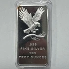 Vintage SilverTowne 10 oz .999 Fine Silver Bar Eagle Design Prospector Sealed