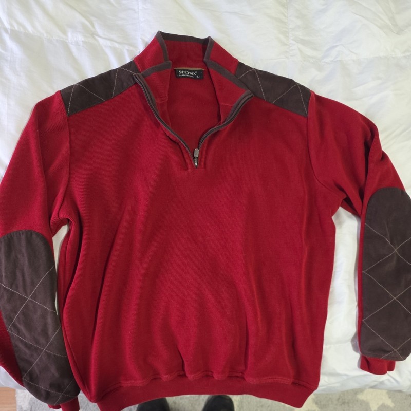 VTG Mens large  St. Croix USA Made  Elbow Patch Fashion Fit Knit Polo Shirt